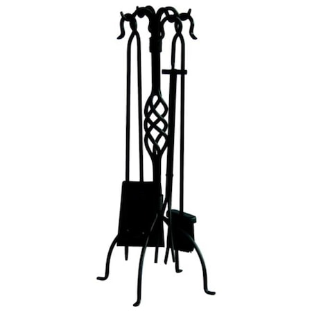 Uniflame Uniflame F-1053 5 PC BLACK WROUGHT IRON FIRESET WITH CENTER WEAVE F-1053
